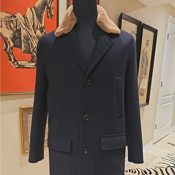 Brunello Cucinelli Shearling Trim Overcoat - Picture 2 of 6